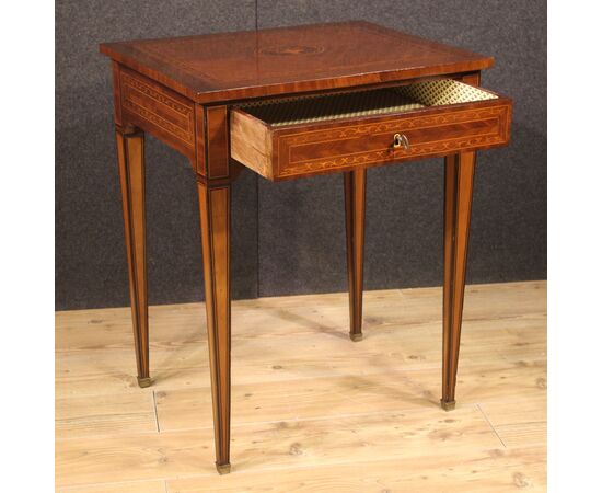 Italian Louis XVI style inlaid wood side table