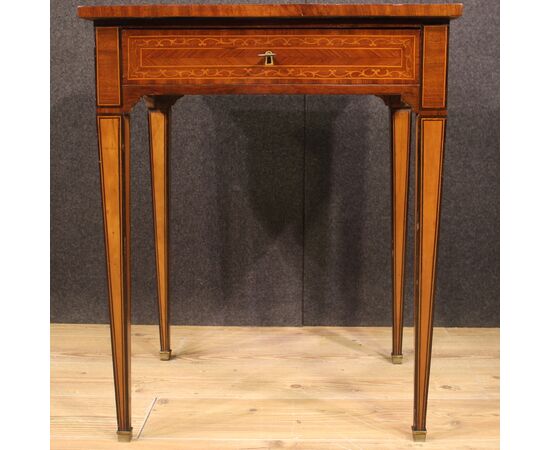 Italian Louis XVI style inlaid wood side table