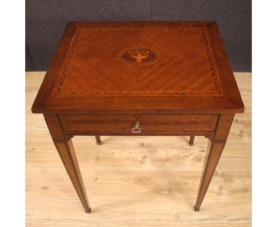 Italian Louis XVI style inlaid wood side table