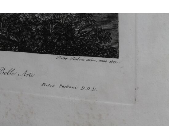 Antica incisione grande qualità Pietro Parboni  anno 1822 in cornice Antica Carlo X noce. Mis 87x71