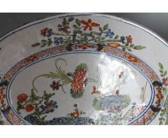 Antica coppia vassoi ceramica  epoca XVIII sec , Ferniani Faenza. Mis 28 x 21 