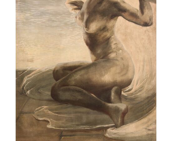 Italian painting nude of a young woman from the 20th century