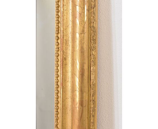 SPECCHIERA ANTICA DORATA, FOGLIA DI ORO ZECCHINO, SPECCHIO ANTICO LUIGI FILIPPO, XIX SECOLO. (SP174)