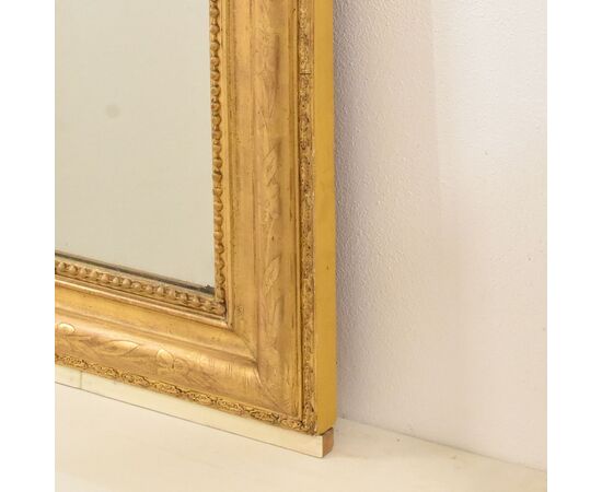 SPECCHIERA ANTICA DORATA, FOGLIA DI ORO ZECCHINO, SPECCHIO ANTICO LUIGI FILIPPO, XIX SECOLO. (SP174)