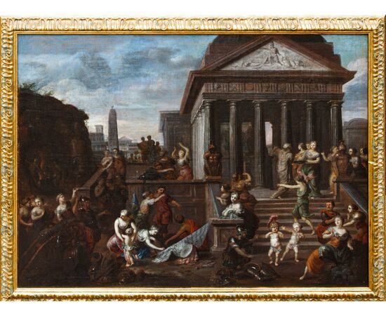 Jacob Van Hal (1672 - 1750), attr.  Capriccio con scena storica