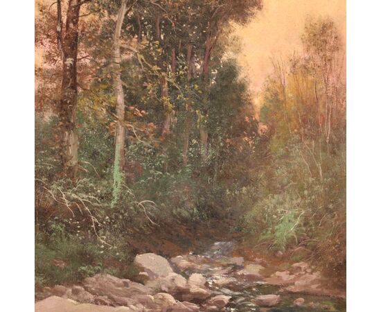 Signed painting landscape in impressionist style from the 19th century