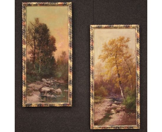 Signed painting landscape in impressionist style from the 19th century