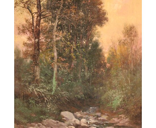 Signed painting landscape in impressionist style from the 19th century