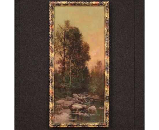 Signed painting landscape in impressionist style from the 19th century