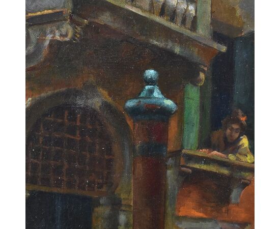 Dipinti Antichi, Quadri Paesaggi Con Venezia, Veduta Di Venezia, Olio Su Tela, XIX Secolo. (QM560)