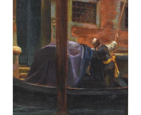 Dipinti Antichi, Quadri Paesaggi Con Venezia, Veduta Di Venezia, Olio Su Tela, XIX Secolo. (QM560)