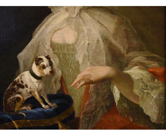 Ritratto di nobildonna con cagnolino, Louis Michel van Loo (Toulon 1707– Parigi 1771)