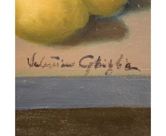 Italian painting Still life signed by Valentino Ghiglia