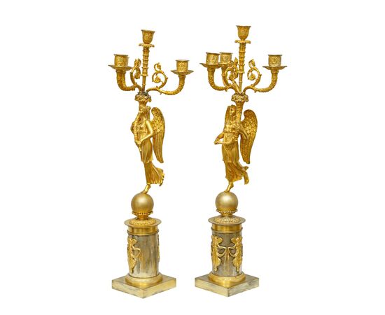 Francia, epoca Impero, Coppia di candelabri a quattro luci