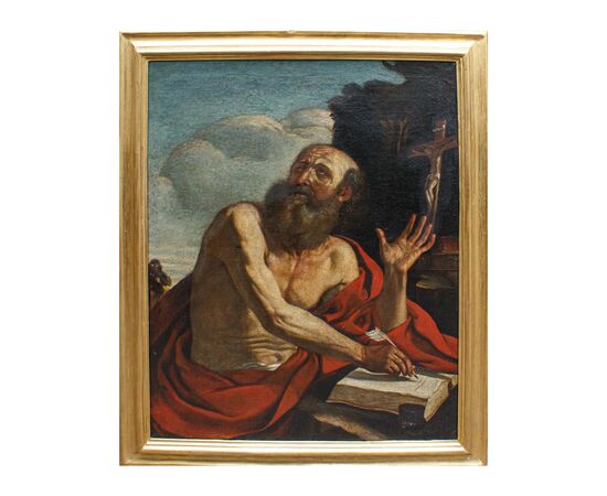 Cerchia di di Giovanni Francesco Barbieri detto il Guercino (1591 – 1666), XVII secolo,  San Girolamo