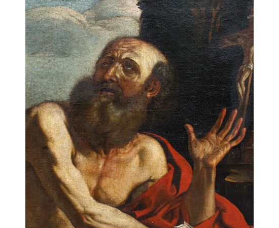 Cerchia di di Giovanni Francesco Barbieri detto il Guercino (1591 – 1666), XVII secolo,  San Girolamo