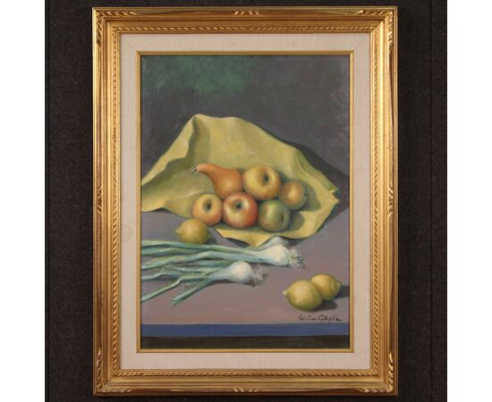 Italian painting Still life signed by Valentino Ghiglia