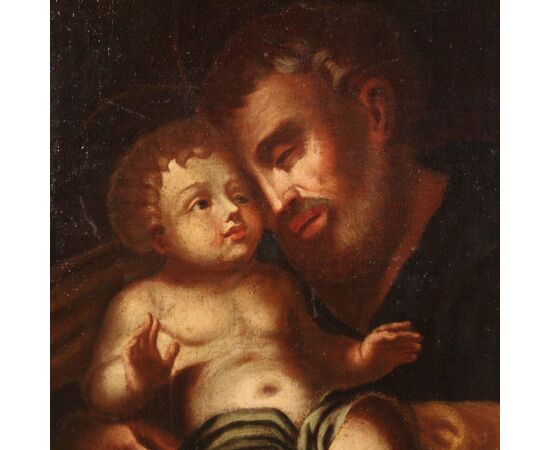 Italian painting Saint Joseph with the child from 18th century