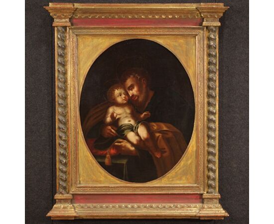 Italian painting Saint Joseph with the child from 18th century