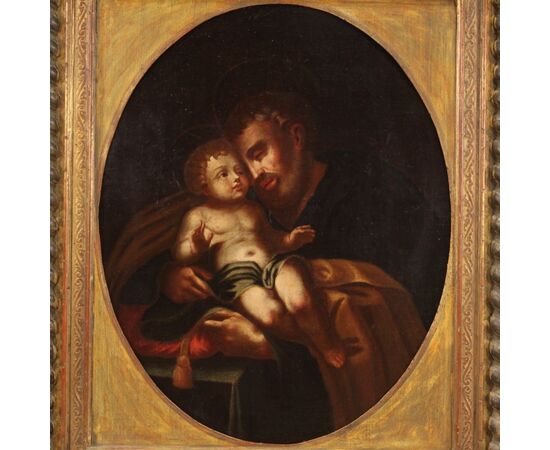 Italian painting Saint Joseph with the child from 18th century