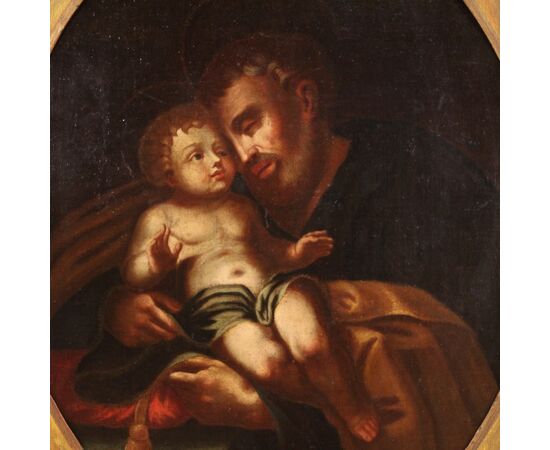 Italian painting Saint Joseph with the child from 18th century