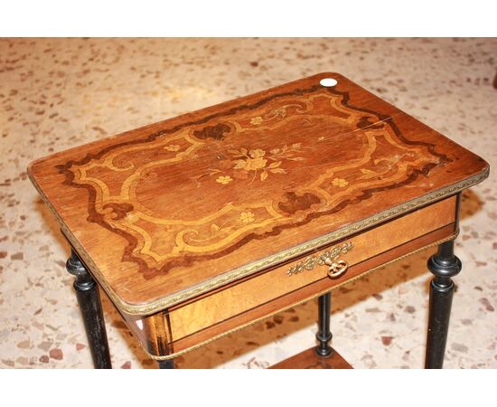 Toilette francese stile Napoleone III del 1800 riccamente intarsiata