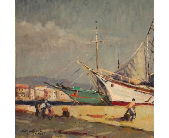 Seascape painting signed and dated 1967