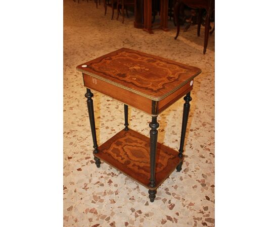 Toilette francese stile Napoleone III del 1800 riccamente intarsiata