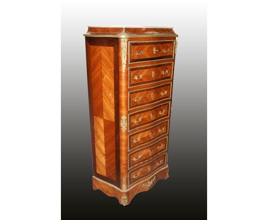 Bellissimo secretaire del 1800 in bois de rose Stile Transizione con marmo e bronzi