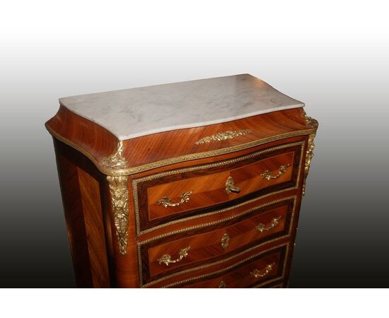 Bellissimo secretaire del 1800 in bois de rose Stile Transizione con marmo e bronzi