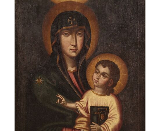 Dipinto italiano Madonna con bambino del XIX secolo