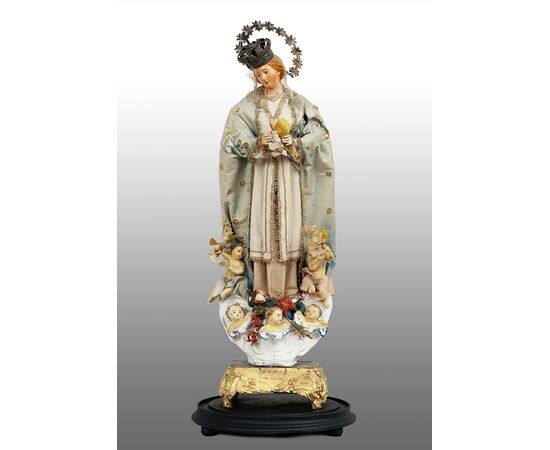 Scultura antica Napoletana raffigurante "Madonna Immacolata". Napoli XX secolo.