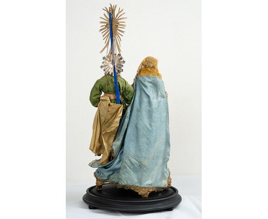 Gruppo scultoreo antico raffigurante Sant'Anna San Gioacchino e la Madonna bambina. Napoli XIX secolo.