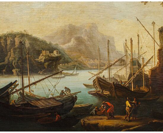 da Salvator Rosa, Scuola della fine del secolo XVII, Marina con pescatori 