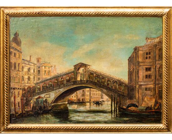 Giovanni Bonomi (attivo nella seconda metà del XIX secolo), Veduta con il Ponte di Rialto  