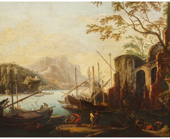 da Salvator Rosa, Scuola della fine del secolo XVII, Marina con pescatori 