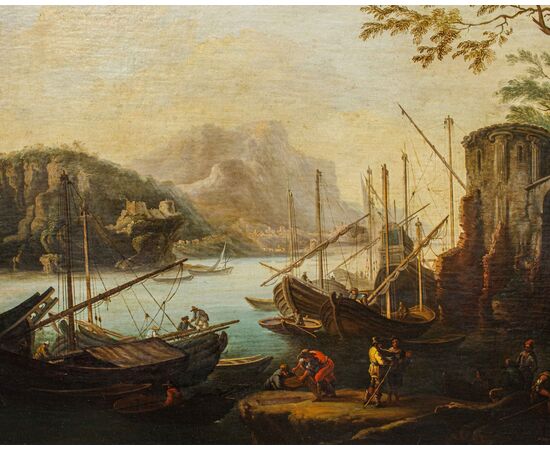 da Salvator Rosa, Scuola della fine del secolo XVII, Marina con pescatori 