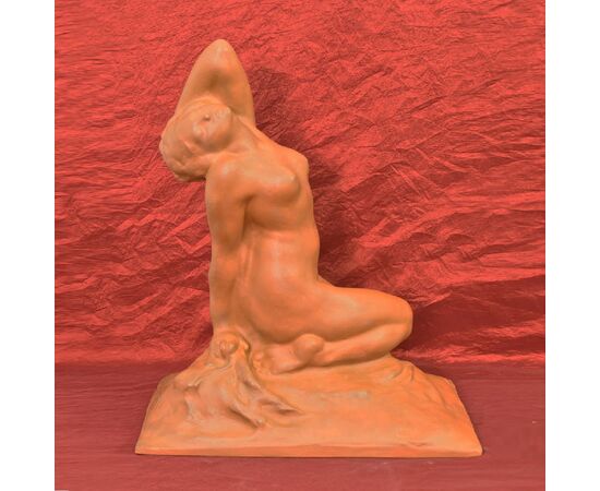 SCULTURE ART DECO IN TERRACOTTA, NUDO DI DONNA, AMEDEO GENNARELLI, SCULTORE ITALIANO. (STTE85)