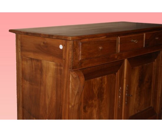 Grande servante credenza Luigi Filippo del 1800 in legno di noce 2 porte