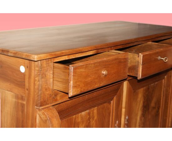 Grande servante credenza Luigi Filippo del 1800 in legno di noce 2 porte