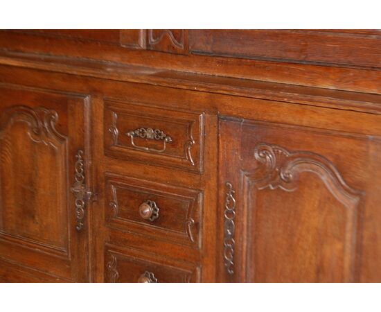 Bellissimo grande credenza doppio corpo del 1700 francese stile Provenzale in legno di rovere