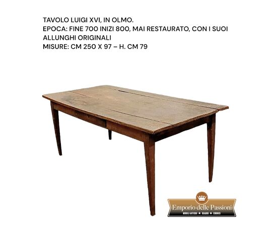 Tavolo Luigi XVI rustico in olmo