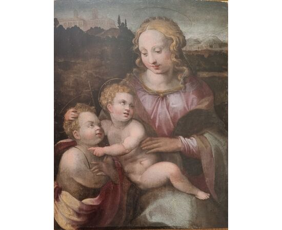 Madonna con bambino e San Giovannino, Olio su tavola, Epoca '500