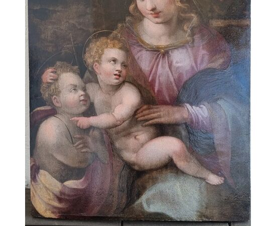 Madonna con bambino e San Giovannino, Olio su tavola, Epoca '500