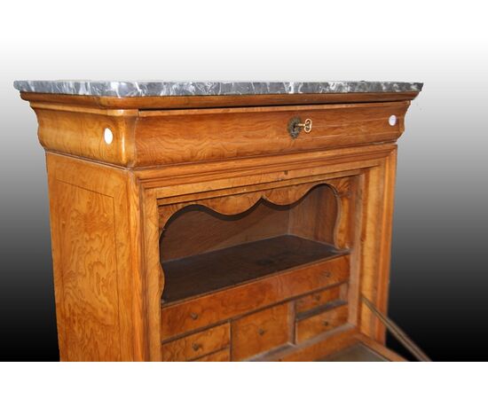 Secretaire francese del 1800 stile Carlo X finemente intarsiato