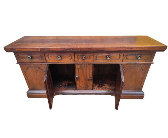 Particolare Credenza Madia Dispensa Luigi XIV in noce Emiliana