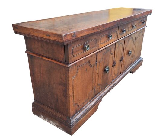 Particolare Credenza Madia Dispensa Luigi XIV in noce Emiliana