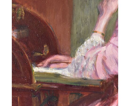 QUADRI ANTICHI, RITRATTI DI DONNA CHE LEGGE, LA LETTERA, METÀ DEL NOVECENTO. (QR578)