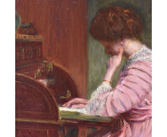 QUADRI ANTICHI, RITRATTI DI DONNA CHE LEGGE, LA LETTERA, METÀ DEL NOVECENTO. (QR578)