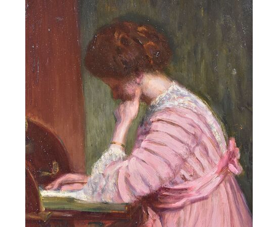 QUADRI ANTICHI, RITRATTI DI DONNA CHE LEGGE, LA LETTERA, METÀ DEL NOVECENTO. (QR578)